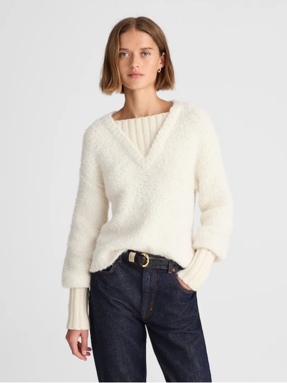 NWT! Madewell - Alexa Chung for Madewell Bobbie Sweater - Ivory - Size M